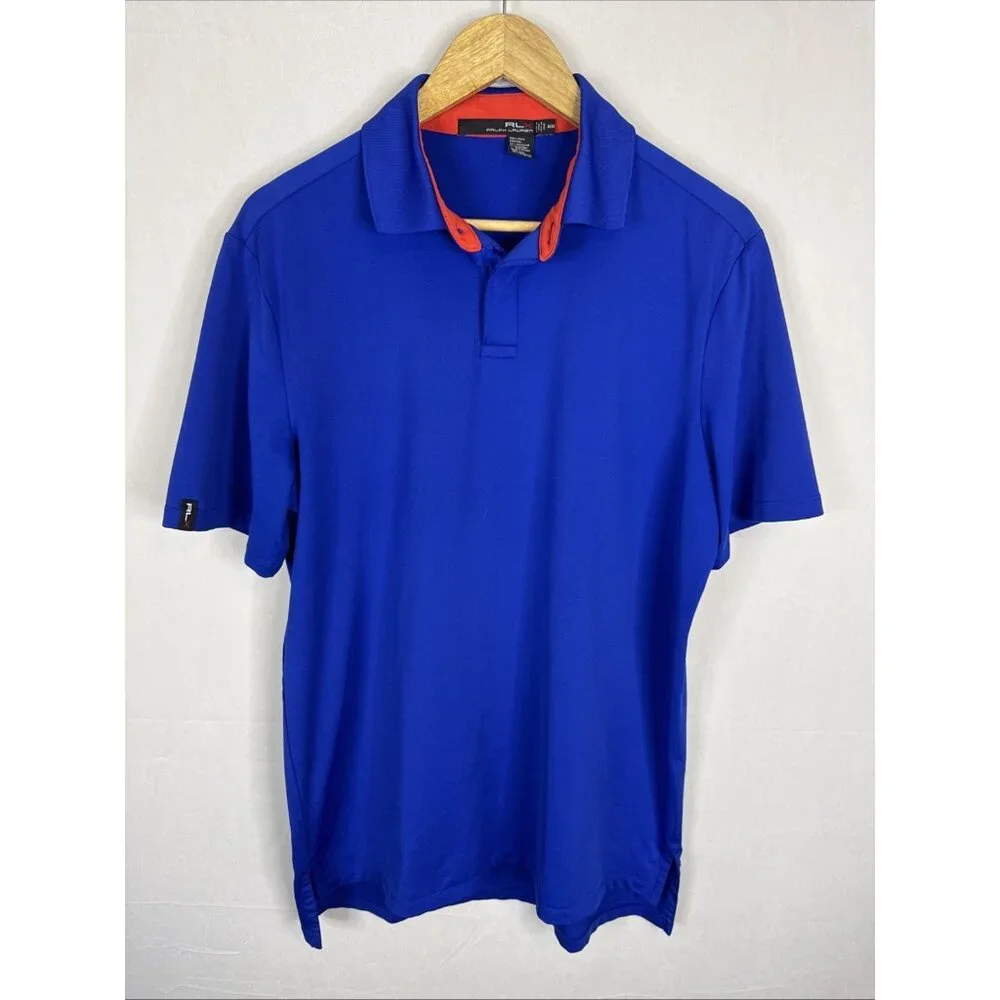 RLX Ralph Lauren Men’s Performance Polo Shirt Blue Stretch M